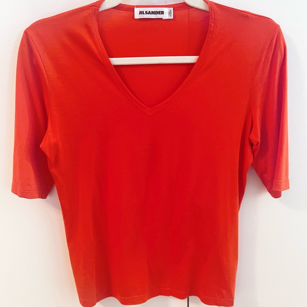 Jill Sander Cotton/Modal V Neck T-Shirt